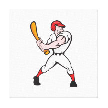 Baseball Player Batting Cartoon Canvas Prints