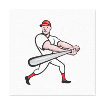 Baseball Player Batting Cartoon Canvas Prints