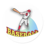 baseball player batting round sticker