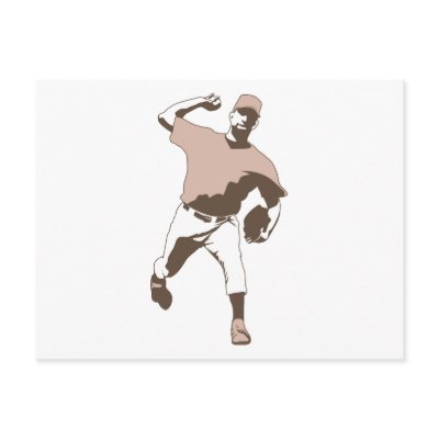 baseball player throwing vector graphic post cards by sports_shop