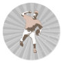 baseball player throwing vector graphic round sticker
