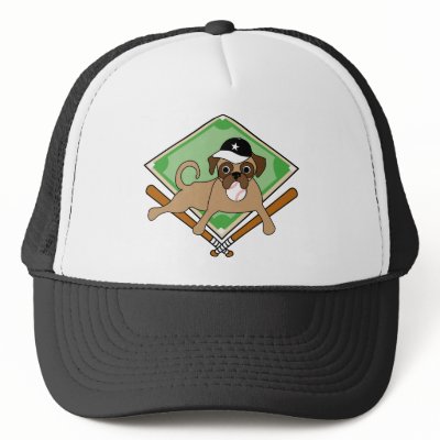 Baseball Pug (black, white) - Add your team name! by designsbydandy