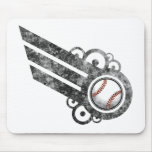 Baseball Retro Stripe Black Mousepad