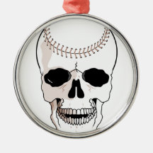 baseball skull head christmas tree ornament