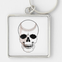 baseball skull head key chains