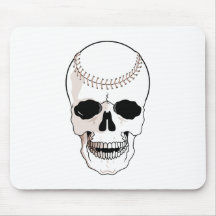 baseball skull head mouse pads