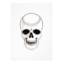 baseball skull head personalised invitation