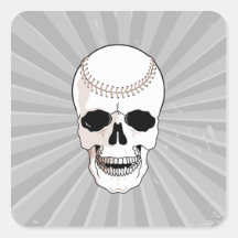 baseball skull head square stickers