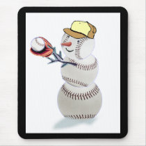 Baseball Snowman Christmas Mouse Pad