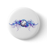 Baseball / Softball Butterfly Flower Blue Button