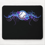 Baseball / Softball Butterfly Flower Blue Mousepad