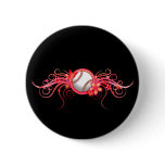 Baseball / Softball Butterfly Flower Pink Button