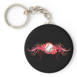 Baseball / Softball Butterfly Flower Pink Keychain