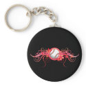 Baseball / Softball Butterfly Flower Pink Keychain