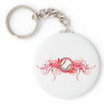Baseball / Softball Butterfly Flower Pink Keychain