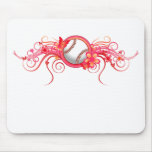Baseball / Softball Butterfly Flower Pink Mousepad