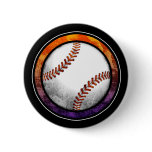 Baseball / Softball Emblem Orange Purple Button