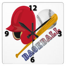 Baseball Square Wall Clock