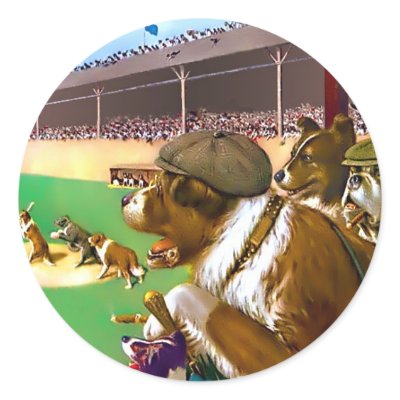 Baseball Stickers:  "Baseball Dogs" by VintagePets