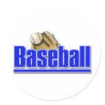 BASEBALL Text with Ball and Glove Round Stickers
