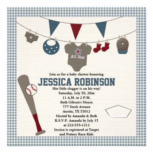 Baseball Themed Baby Shower Invitations
