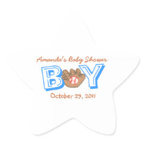 Baseball themed baby shower sticker -- baby boy