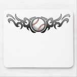 Baseball Tribal Flames Grey Mousepad