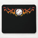 Baseball Tribal Flames Orange Mousepad