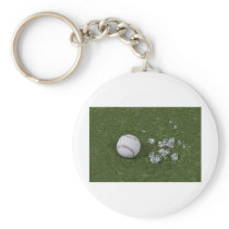 BaseballBrokenGlassOnGrass010212 Key Chains