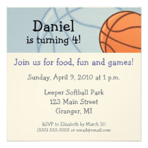 Baseketball Birthday Party Invitations 5.25 in