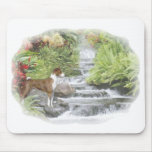 basenji by water fall mousepad