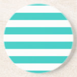 Basic Bluegreen Stripes Pattern Drink Coasters