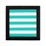 Basic Bluegreen Stripes Pattern Trinket Box