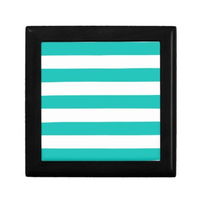 Basic Bluegreen Stripes Pattern Trinket Box by AbbyCastro