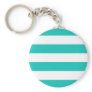 Basic Bluegreen Stripes Pattern Keychain