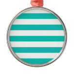 Basic Bluegreen Stripes Pattern Christmas Ornaments
