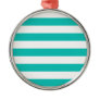 Basic Bluegreen Stripes Pattern Christmas Ornaments