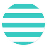 Basic Bluegreen Stripes Pattern Round Stickers