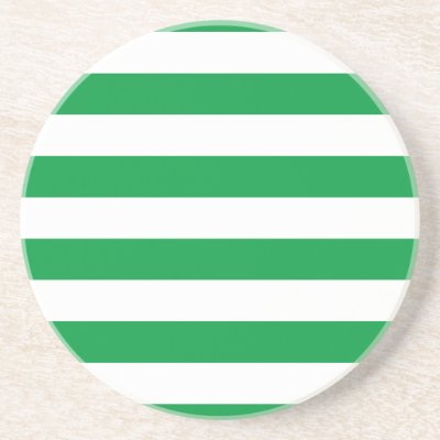 Basic Green and White Stripes Pattern Coaster by AbbyCastro