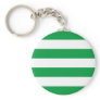 Basic Green and White Stripes Pattern Keychain