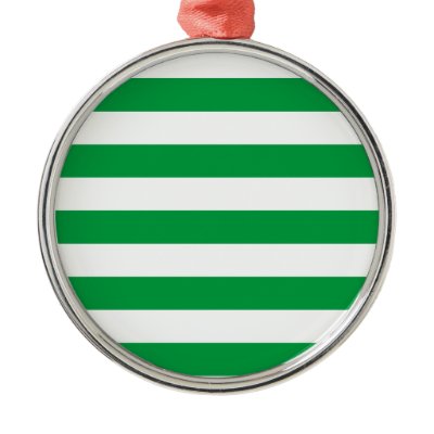 Basic Green and White Stripes Pattern Ornaments by AbbyCastro