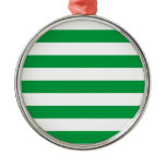 Basic Green and White Stripes Pattern Ornaments