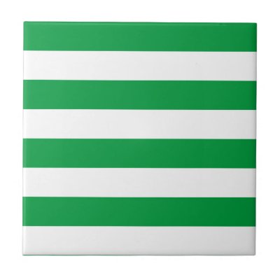 Basic Green and White Stripes Pattern Tiles by AbbyCastro
