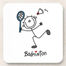 Basic Male Stick Figure Badminton Coaster