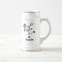 Basic Male Stick Figure Badminton Coffee Mugs
