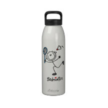 Basic Male Stick Figure Badminton Drinking Bottle
