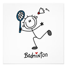 Basic Male Stick Figure Badminton Personalized Announcement