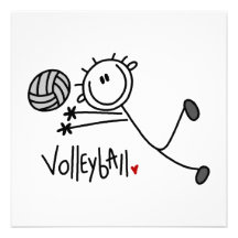 Basic Male Stick Figure Volleyball Custom Invites