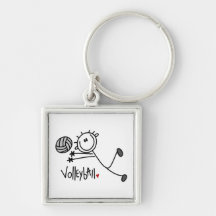 Basic Male Stick Figure Volleyball Key Chain
