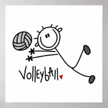 Basic Male Stick Figure Volleyball Print